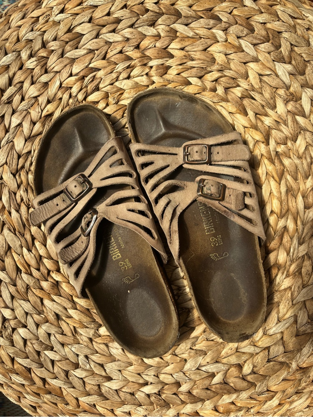Birkenstock Granada Nubuck Leather Cut-Out Slide Sandals - Women's Size 39